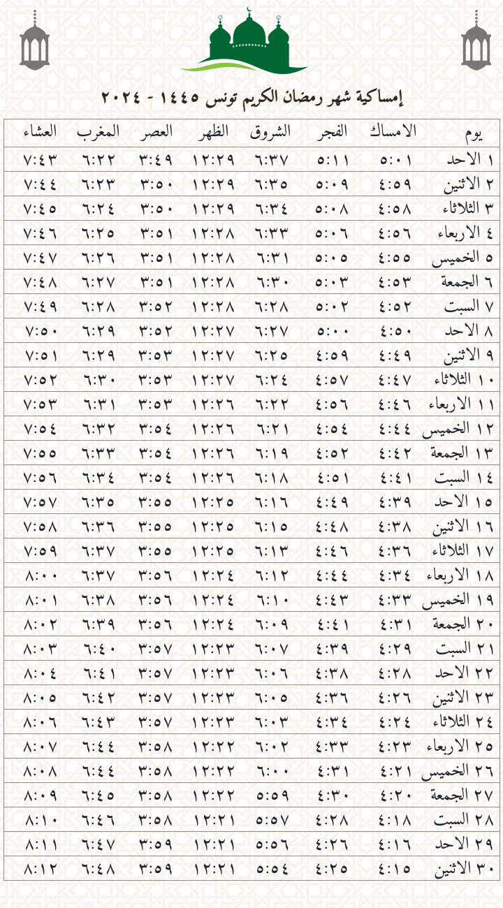 امساكية تونس