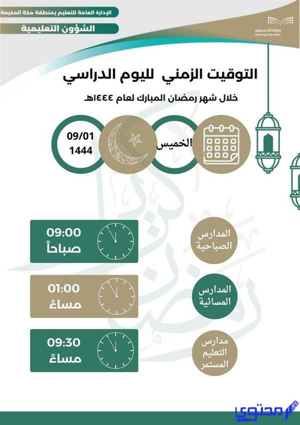 دوام رياض الاطفال في رمضان