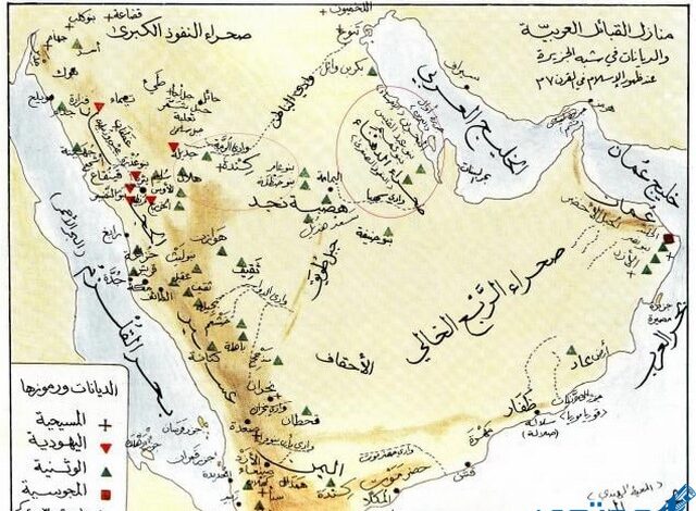 خريطة توزيع القبائل في السعودية