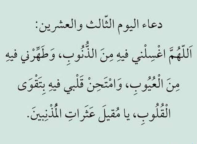 دعاء اليوم الثالث والعشرين من رمضان 1446 (اللَّهُمَّ اغْسِلْنِي فِيهِ مِنَ الذُّنُوبِ)