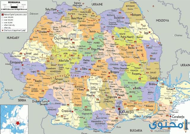 عدد وأسماء مقاطعات جمهورية رومانيا